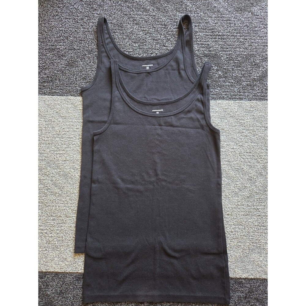 Amazon Essentials Women's Lot of 2 Scoop Neck Sleeveless Knit Black Tank Tops M